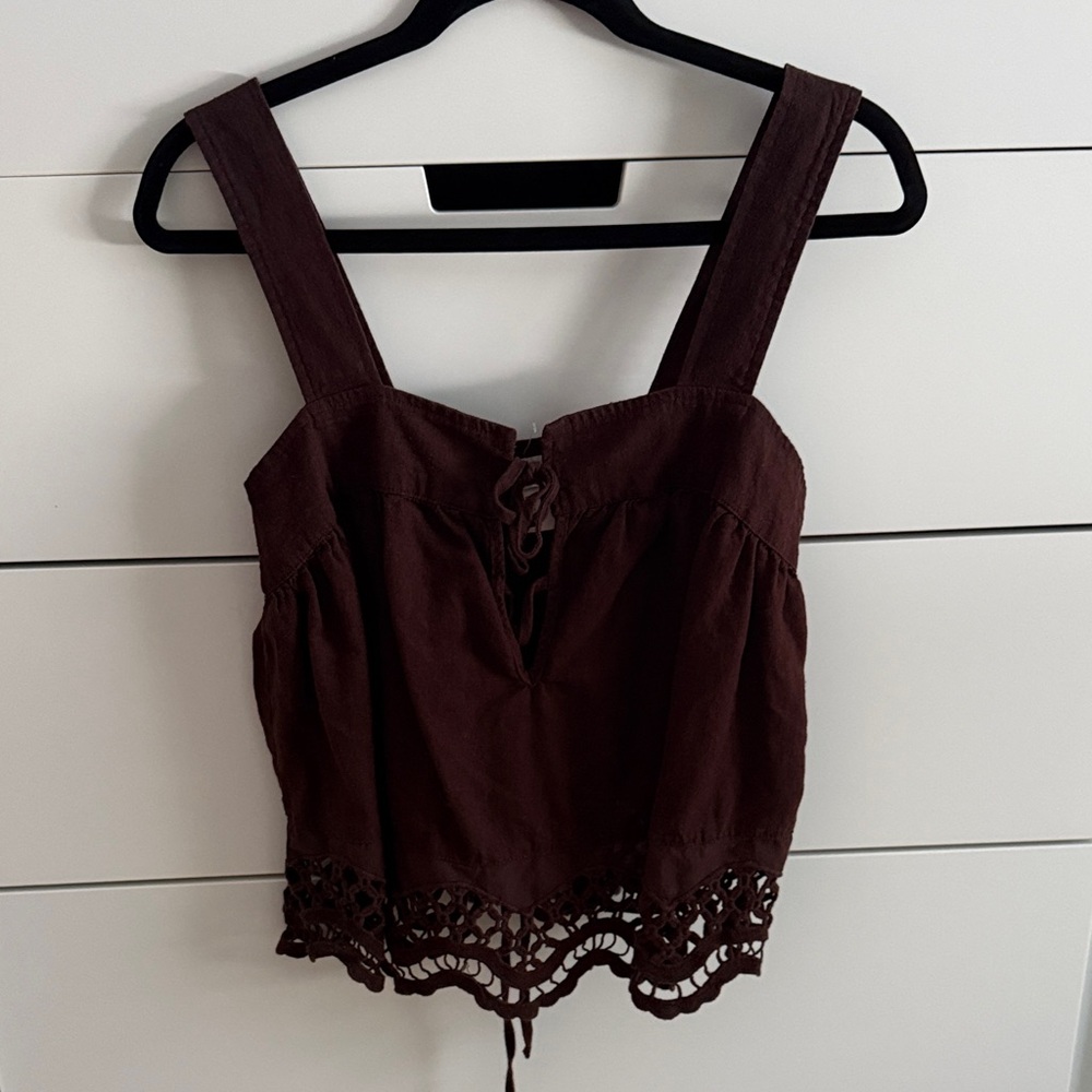 Rachel Zoe Dark Brown Lace Crop Top